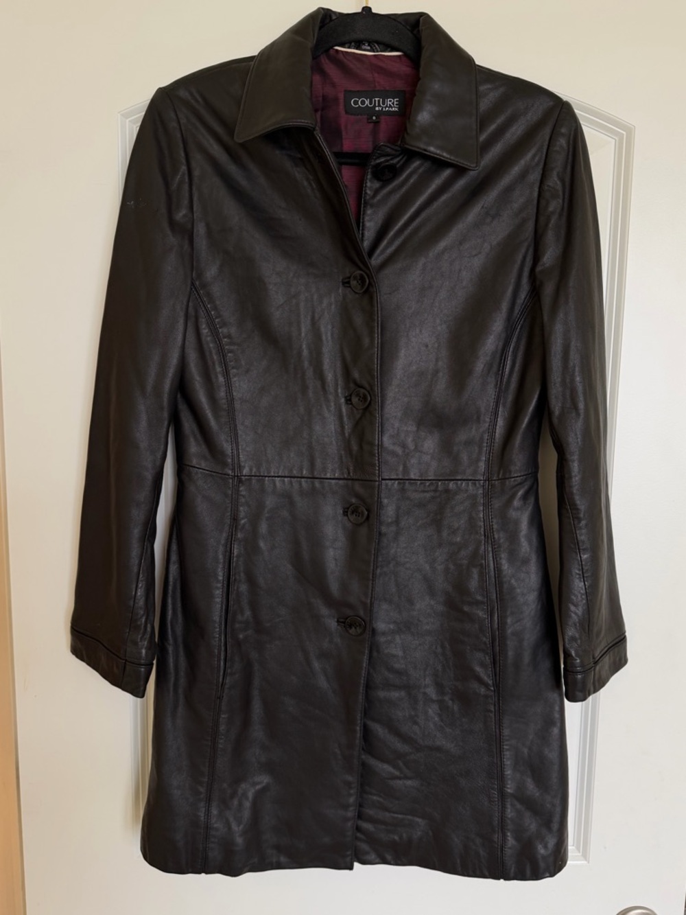 Vintage Couture by J. Park Black Lambskin Leather Jacket Trench Coat 90’s Goth